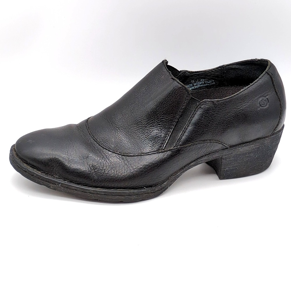 Born Boots Womens Black 11‎ Leather Ankle Bootie Shoe Stretch Slip On W32411